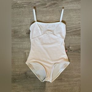 Yumiko Leotard -  White Velvet and Antique Denise, Child Size 14 (Women’s XS/S)